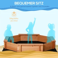 Outsunny Sandkasten mit Abdeckung 8-eckig Sandkiste aus Massivholz Bodenloses Design für Kinder 3-8 Jahre Rot+Blau 139,5 x 139,5 x 21,5 cm(m-7)