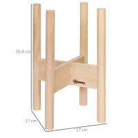 Outsunny Zestaw 2 zewnętrznych stojaków na kwiaty, lite drewno jodłowe, naturalny kolor, 18 x 18 x 35,4 cm(m-3)