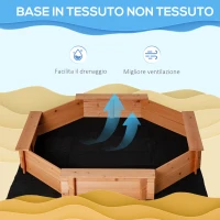 Outsunny Sandkasten mit Abdeckung 8-eckig Sandkiste aus Massivholz Bodenloses Design für Kinder 3-8 Jahre Rot+Blau 139,5 x 139,5 x 21,5 cm(m-5)