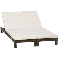 Outsunny Set 2 Lettini Sdraio Rattan PE Schienale Reclinabile