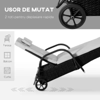 Outsunny Set 2 Sezlonguri in Rattan cu Saltea Captusita si Masuta, Negru(m-6)