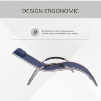 Outsunny Sezlong pentru Plaja din Aluminiu, Sezlong de Gradina din Textilen cu Tetiera Detasabila(m-4)