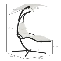 Outsunny Sezlong Leagan Suspendat Relax Șezlong de Lux cu Acoperis, Crem(m-3)