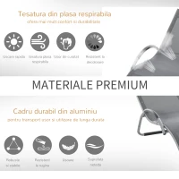 Outsunny Sezlong din aluminiu pentru Gradina sau terasa in Textilene, Negru(m-6)