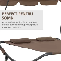 Outsunny Pat Matrimonial 2 Locuri Parasolar Reglabil de Exterior si Gradina 200x175 x134cm Maro(m-5)