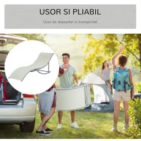 Outsunny Set de 2 Sezlonguri de Gradina Pliabile din Aluminiu si Textilen Bej(m-5)