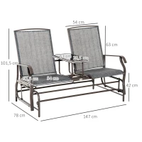 Outsunny Metal Double Swing Chair Glider Rocking Chair Seat Outdoor Seater Garden Furniture Patio Porch With Table(m-3)