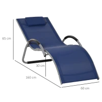 Outsunny Sezlong pentru Plaja din Aluminiu, Sezlong de Gradina din Textilen cu Tetiera Detasabila(m-3)