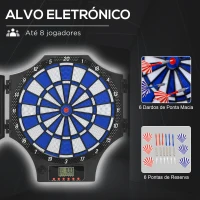 SPORTNOW Alvo Eletrónico Dobrável com 31 Jogos para 8 Jogadores com 6 Dardos e 6 Pontas de Substituição Ecrã LCD 83x4x45 cm Preto(m-4)