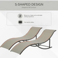 Outsunny Set 2 Sezlonguri de Gradina Pliabile, Sezlong pentru plaja din Aluminiu si Textilen, 61x165x63cm, negru si kaki(m-6)