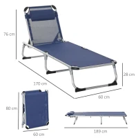Outsunny Scaun de Gradina Pliabil cu Spatar Reglabil Albastru(m-3)