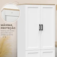 HOMCOM Armário de Cozinha com 4 Portas e Prateleiras Ajustáveis Anti-Tombo 60x30x170,5 cm Branco(m-6)