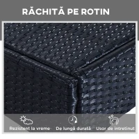 Outsunny Set 2 Sezlonguri in Rattan cu Saltea Captusita si Masuta, Negru(m-4)