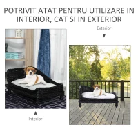 PawHut sezlong animale de companie, 69x42x33cm, negru(m-6)