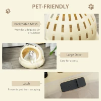 PawHut Cusca pentru Transportul Pisicilor Rotunda, din PP, Φ41x35.2cm, Bej(m-6)