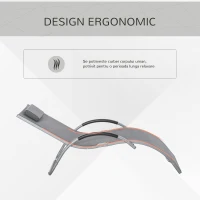 Outsunny Sezlong din aluminiu pentru Gradina sau terasa in Textilene, Negru(m-4)