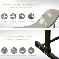 Outsunny Set 2 Sezlonguri de Gradina Pliabile, Sezlong pentru plaja din Aluminiu si Textilen, 61x165x63cm, negru si kaki(m-5)