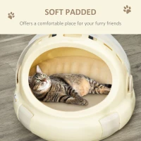 PawHut Cusca pentru Transportul Pisicilor Rotunda, din PP, Φ41x35.2cm, Bej(m-4)