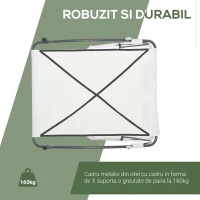 Outsunny Șezlong Dublu de Grădină cu 2 Locuri și Parasolar Reglabil, 200x175x134 cm, Crem(m-6)