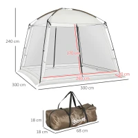 Outsunny Tenda de Jardim para 6-8 Pessoas com 4 Mosquiteiras e 2 Portas Proteção UV50+ Inclui Bolsa de Transporte 3x3 m Branco(m-3)