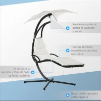 Outsunny Sezlong Leagan Suspendat Relax Șezlong de Lux cu Acoperis, Crem(m-6)