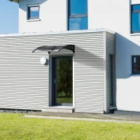 Outsunny Copertina de Exterior din Policarbonat pentru Usi si Ferestre cu Kit de Montare 100x100x26cm - Maro(m-11)