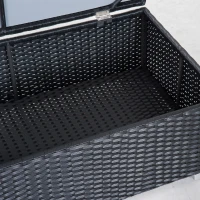 Outsunny Polyrattan Gartenmöbel Set für 4 Personen Sitzgarnitur mit Kissen Sitzgruppe Tisch mit Stauraum Schwarz+Creme(m-8)