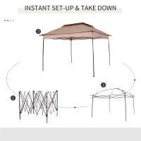 Outsunny Foisor Acoperis Dublu Impermeabil cu Plasa pentru Tantari, Maro, 325x325cm(m-5)