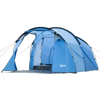 Outsunny 2-3 Man Tunnel Tents w/ Vestibule Camping Tent Porch Air Vents Rainfly Weather-Resistant Shelter Fishing Hiking Festival Shelter Home(m-11)