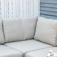 Outsunny Mobilier pentru gradina 7 bucati, modular cu masuta, fotoliu, fotoliu de colt si 2 canapele din ratan PE cu perne, bej(m-9)