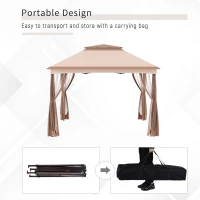 Outsunny Foisor Acoperis Dublu Impermeabil cu Plasa pentru Tantari, Maro, 325x325cm(m-6)