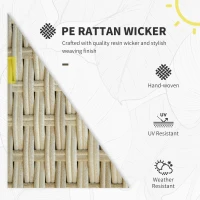 Outsunny Mobilier pentru gradina 7 bucati, modular cu masuta, fotoliu, fotoliu de colt si 2 canapele din ratan PE cu perne, bej(m-5)