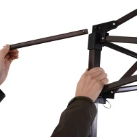 Outsunny Foisor Acoperis Dublu Impermeabil cu Plasa pentru Tantari, Maro, 325x325cm(m-8)