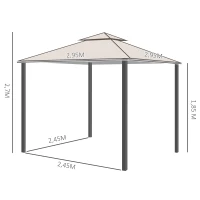 Outsunny Tonnlle de jardin Barnum Pavillion de jardin 3 x 3 Double Toit avec moustiquaires Amovibles  imperméable Beige(m-3)