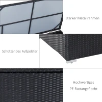 Outsunny Polyrattan Gartenmöbel Set für 4 Personen Sitzgarnitur mit Kissen Sitzgruppe Tisch mit Stauraum Schwarz+Creme(m-4)