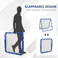 HOMCOM honkbal rebounder kickback goal rebound muurnet dubbelzijdig rebound opvouwbaar blauw 100 x 68-95 x 90 cm(m-5)