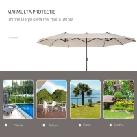 Outsunny Umbrela de Gradina Impermeabila si Anti-UV Bej, 460x270x240cm(m-7)