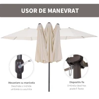 Outsunny Umbrela de Gradina Impermeabila si Anti-UV Bej, 460x270x240cm(m-5)