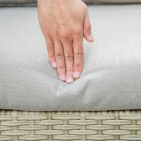 Outsunny Mobilier pentru gradina 7 bucati, modular cu masuta, fotoliu, fotoliu de colt si 2 canapele din ratan PE cu perne, bej(m-8)