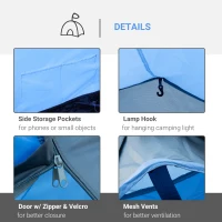 Outsunny 2-3 Man Tunnel Tents w/ Vestibule Camping Tent Porch Air Vents Rainfly Weather-Resistant Shelter Fishing Hiking Festival Shelter Home(m-6)