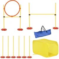 PawHut behendigheid honden hordenset hondentraining hindernisbaan tunnel kunststof polyester(m-1)