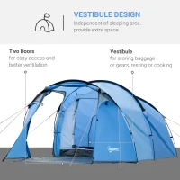 Outsunny 2-3 Man Tunnel Tents w/ Vestibule Camping Tent Porch Air Vents Rainfly Weather-Resistant Shelter Fishing Hiking Festival Shelter Home(m-5)