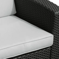 Outsunny Canapea de Exterior cu 2 Locuri din Plastic PP cu Efect de Ratan, Canapea de Gradina cu Perne Detasabile si Lavabile, Gri si Negru(m-8)