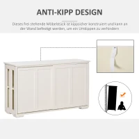 HOMCOM Küchenschrank Sideboard mit 2 Einlegeböden Schiebetüren Kommode verstellbaren Ablagen Aufbewahrungsschrank Kippsicheres Design gute Belüftung MDF Weiß 106,5x33x63 cm(m-5)