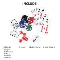 HOMCOM Set de Poker, 300 jetoane, Geanta din aluminiu, Argintiu(m-6)