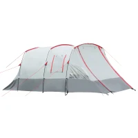 Outsunny 6-8 Person Tunnel Tent, Camping Tent with Bedroom, Living Room, Sewn-in Floor, 3 Doors and Carry Bag, 2000mm Water Column for Fishing, Hiking, Sports, and Traveling, Grey(m-11)