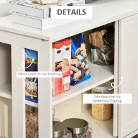 HOMCOM Küchenschrank Sideboard mit 2 Einlegeböden Schiebetüren Kommode verstellbaren Ablagen Aufbewahrungsschrank Kippsicheres Design gute Belüftung MDF Weiß 106,5x33x63 cm(m-7)