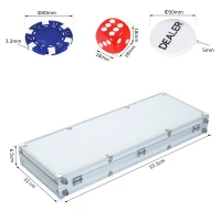 HOMCOM 500pcs set de poker 2 pachete de carti, cu zaruri si valiza(m-3)