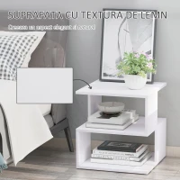 Homcom Masuta Cafea Alba – 2 Rafturi, Design Modern(m-4)