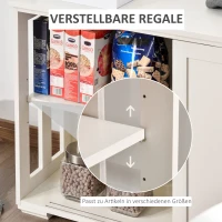 HOMCOM Küchenschrank Sideboard mit 2 Einlegeböden Schiebetüren Kommode verstellbaren Ablagen Aufbewahrungsschrank Kippsicheres Design gute Belüftung MDF Weiß 106,5x33x63 cm(m-6)